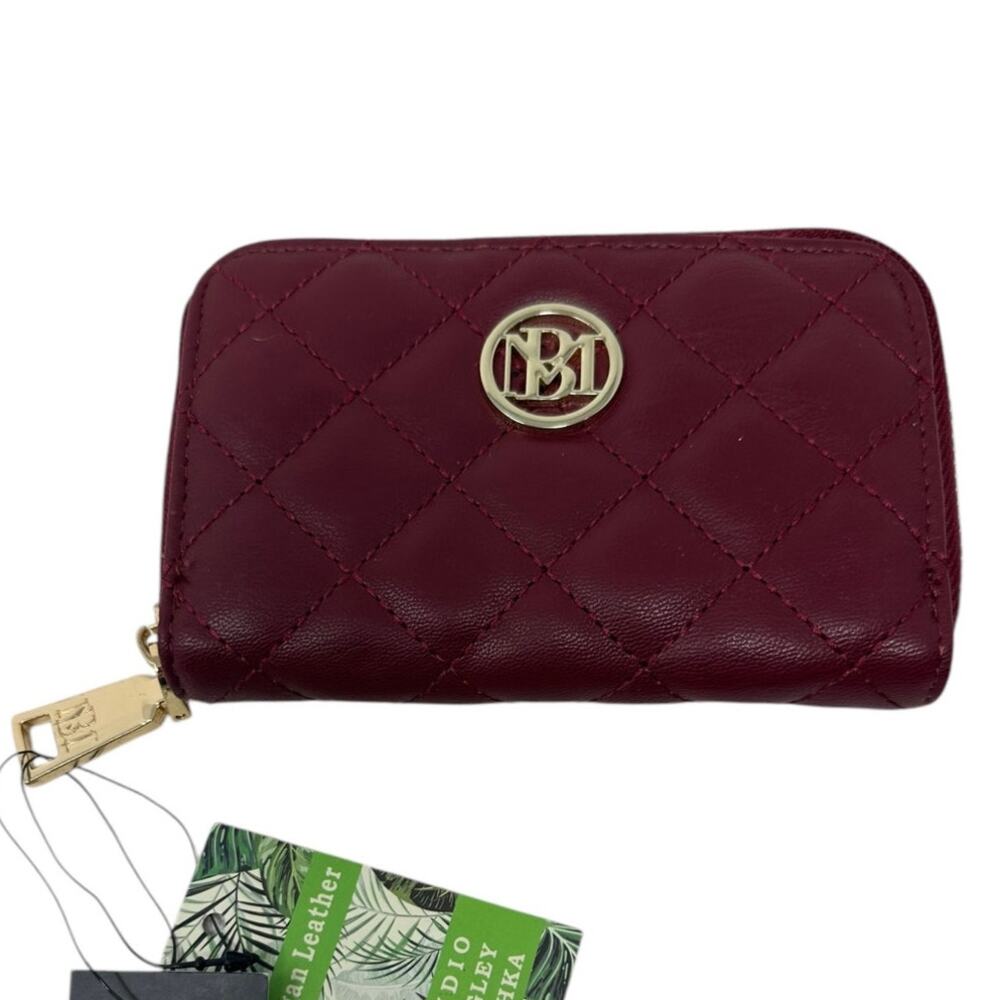 Badgley Mischka burgundy small diamond coin purse wallet